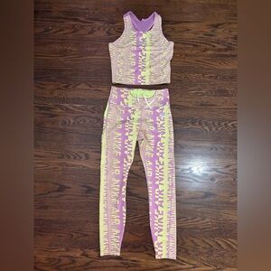 Nike Air Matching Set Green Purple Sheer Stretchy Top & Leggings